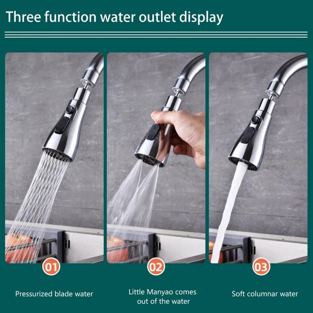 3-Mode Kitchen Sink Faucet - Aerate, Shower & Stream Spray for Easy Cleaning