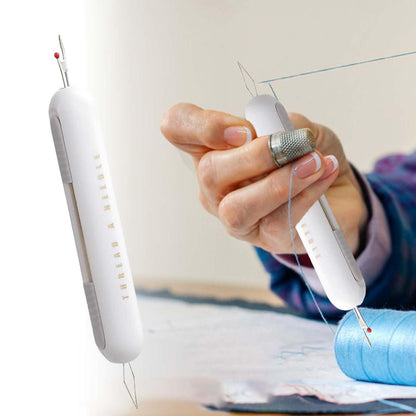 2-in-1 Needle Threader Tool - Automatic Sewing Threader & Cutter for All Needles