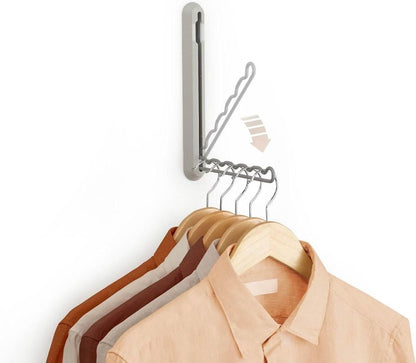 Compact Folding Rail Holder - 5 Hanger Closet Extender, Space-Saving Garment Rack